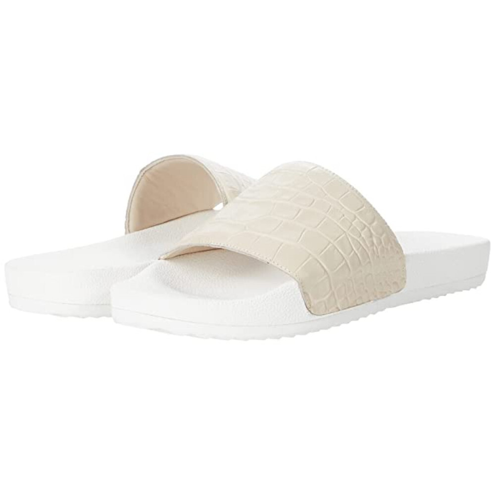 Freda Salvador Lea Sandals Women's US 11 Bone Croc Embossed Slip On Slide GAL496